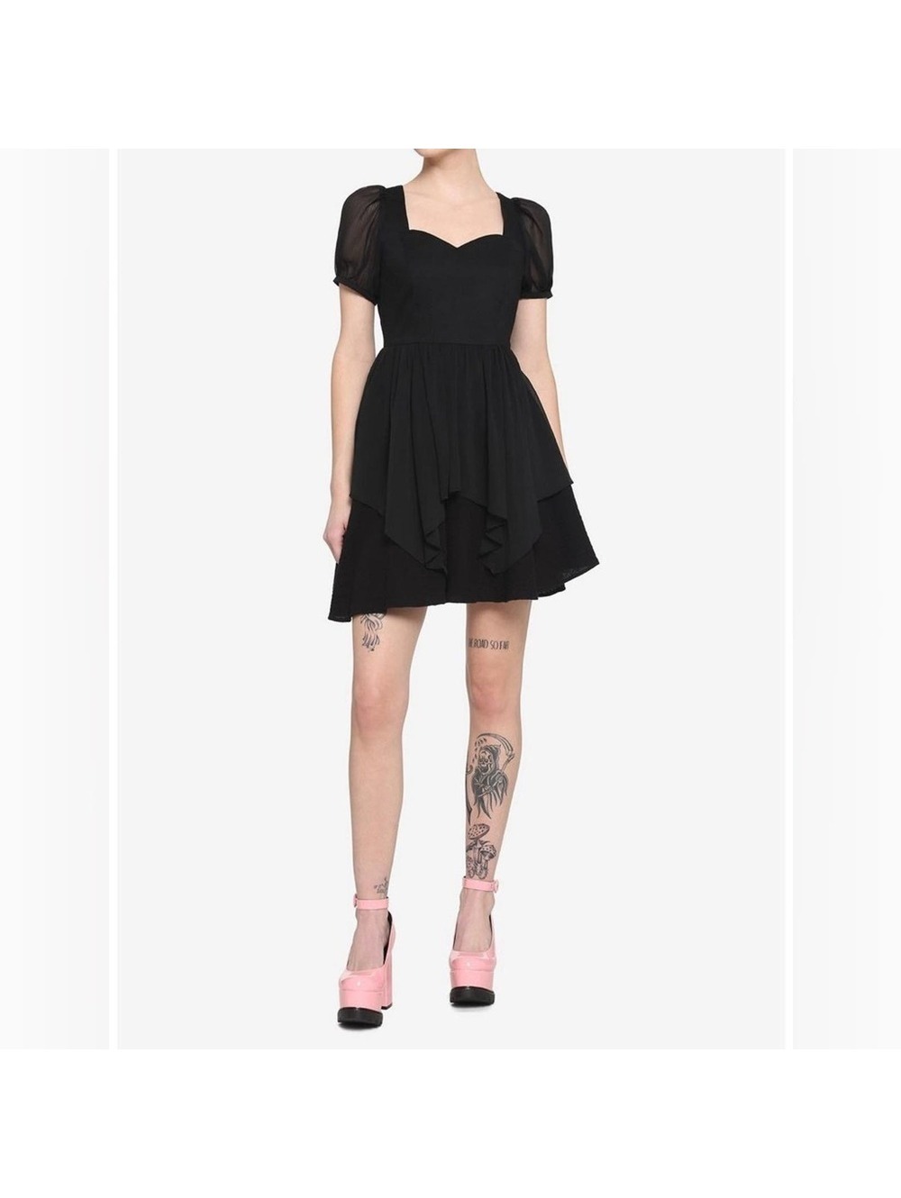NWT Hot Topic Black Hanky Sweetheart Lace-Up Back Mini Dress Size XL $46.90